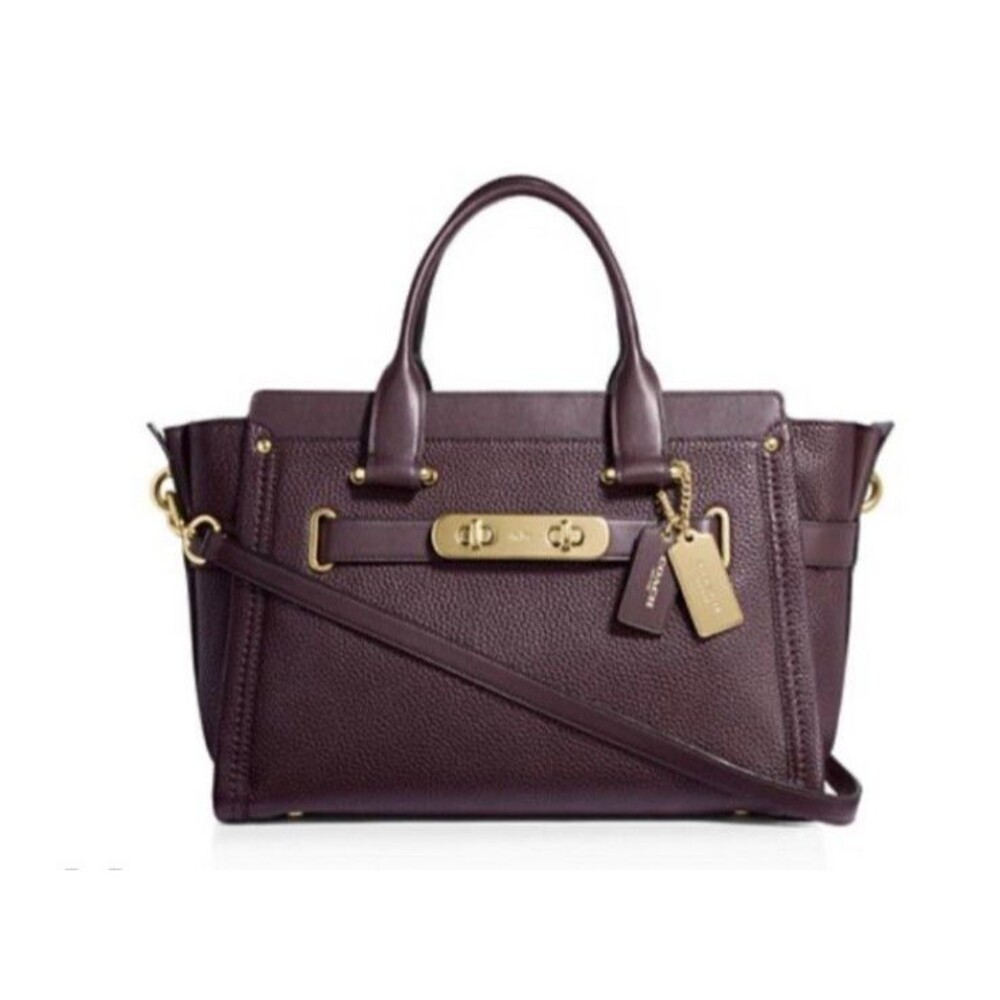 COACH Swagger Carryall 20 Nubuck Pebble Leather  Oxblood Color Gold Hardware NWT